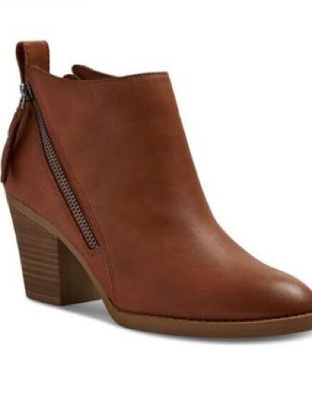 DV by Dolce Vita Tan Leather Jameson Ankle Bootie with Stacked heel